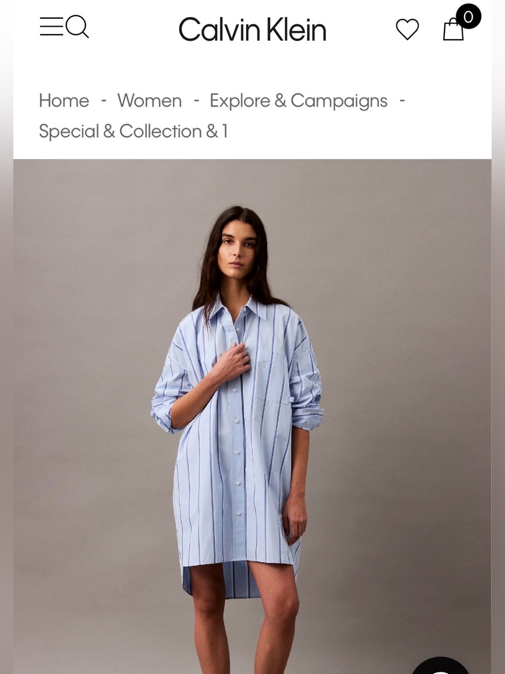New 💙Calvin Klein Light Blue and Navy Striped Shirt Dress size L